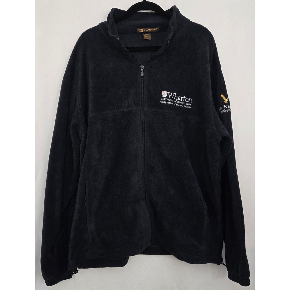 Wharton First‎ Republic Bank Fleece Jacket 2XL Harriton Full Zip Navy Ivy League